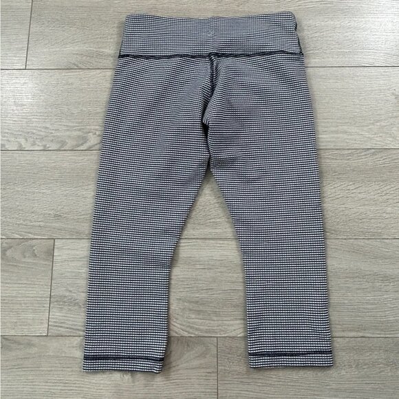 Lululemon Wunder Under Crop Leggings Gingham Luon White Blue - Picture 6 of 14